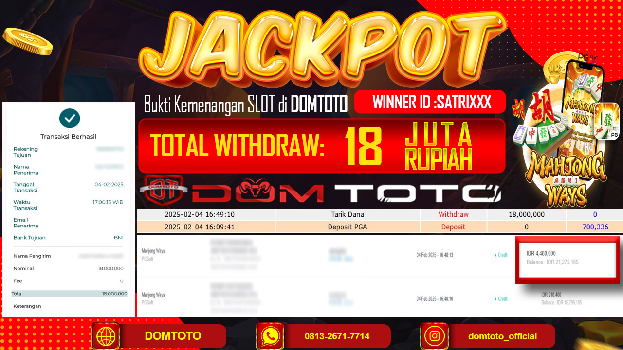 JACKPOT SLOT MAHJONG WAYS  4 FEBRUARI 2025